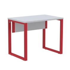 Imagem de Mesa Escritório P25 tub Pandin 90 cm (larg) Tampo mdp Cinza Pé Aço Tubular Vermelho