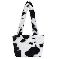 Imagem de Bolsa de ombro ABOOFAN 1 peça com estampa de vaca elegante bolsa transversal feminina de pelúcia