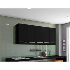 Imagem de Armario Aereo Cozinha 5 Portas Preto Santorini Brienza Movelaria