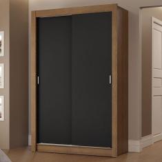 Imagem de Guarda-roupa Solteiro 2 Portas De Correr 2 Gavetas Rustic/preto Vivare Madesa Rustic/preto