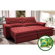 Imagem de Sofá Retrátil e Reclinável 2,32m Molas Ensacadas Cama Inbox Alemanha Viscoelástico Velusoft Vermelho