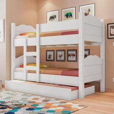 Imagem de Beliche Mary Madri com Cama Auxiliar Branco - Geval Móveis