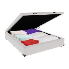 Imagem de Cama Box Baú Casal 138x188 Branco - Beleza e Funcionalidade