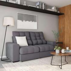 Imagem de Sofá 3 Lugares Retrátil e Reclinável Bordéus Suede Grafite - Mobly