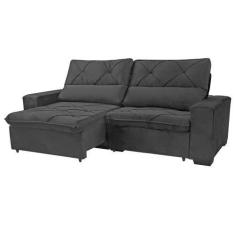 Imagem de Sofá Retrátil E Reclinável 210 Cm Alaska Veludo Cinza Chamby Móveis