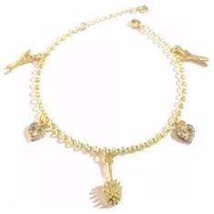Imagem de Pulseira Cabeleireira Escova Tesoura Coração Folheado 18k