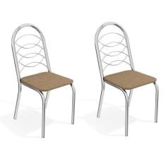 Imagem de Conjunto Com 2 Cadeiras De Cozinha Holanda Cromado E Capuccino