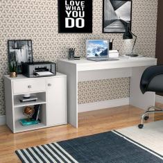 Imagem de Conjunto de Mesa para Notebook Hype com Armário Ravena 1 PT 1 GV Branco