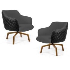 Imagem de Kit 02 Poltronas Decorativas Jade Base Ka Giratória C-416 Corano Tress