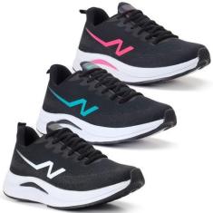 Imagem de Kit Combo 3 Pares Tênis Feminino Esportivo Academia Nippos