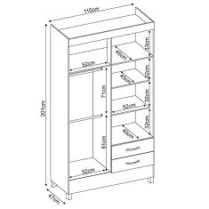 Imagem de Guarda Roupa Solteiro Astro 4 Portas e 2 Gavetas - Demóbile Branco