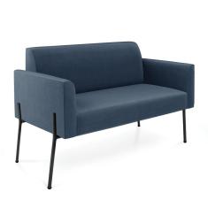 Imagem de Sofá Namoradeira 2 Lugares Pé De Ferro Preto Marisa Suede D03 - D'rossi Cor Azul Marinho