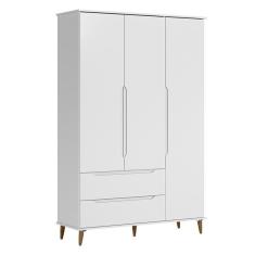 Imagem de Guarda Roupa Infantil Lunna Retrô 3 Portas E 2 Gavetas Branco - Peternella Móveis