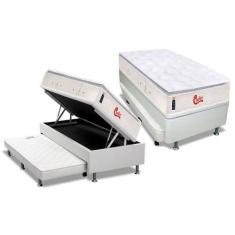 Imagem de Cama Box Baú C/Auxiliar Solteiro: Colchão Molas Castor Pocket Gold Sta