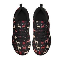 Imagem de GOSTONG Tênis de corrida feminino, de malha respirável, sola de borracha, antiderrapante, cadarço para uso ao ar livre, preto, 34-46, Cervo natalino, 34