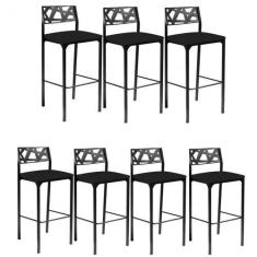 Imagem de Kit 7 banquetas Eliza Gourmet material sintético preto-Gat Magazine