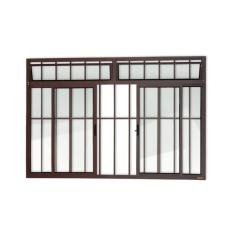 Imagem de Janela Plus 4 Folhas com Bandeira e Grade Vidro Liso 120cm x 150cm Brimak Corten