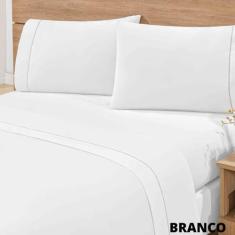 Imagem de Lençol Queen 3 Peças Casal 200 Fios 100% Algodão Ponto Palito Toque Ma