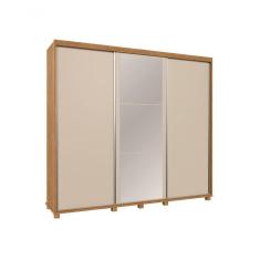 Imagem de Guarda Roupa Berlin C-espelho Porta De Correr Pés Madeira cinamomo-off White