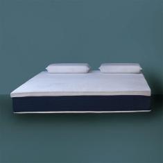 Imagem de Colchão King Mola Ensacada Guldi Macio (25x193x203) e 2 Travesseiros Guldi Nasa Viscoelástico Azul e Branco