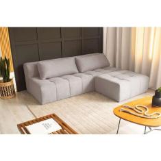 Imagem de sofá modular 3 lugares com puff soho linho cru