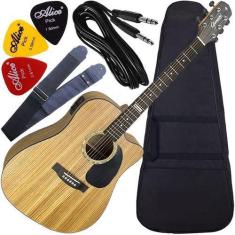 Imagem de Kit Violão Giannini Folk Eletroacústico Natural Zebra Gf1d