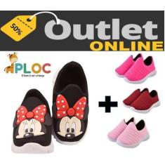Imagem de Kit 2 Pares De Tênis Infantil Calce Fácil P01 Minnie Preto + Par Adici