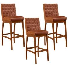 Imagem de Kit 03 Banquetas Altas Para Cozinha Sala de Jantar Fixa Mila B04 Mater