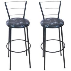 Imagem de Kit 2 banquetas alta cozinha bar balcão area - EJC ESPAÇO JUNCO, PRETO