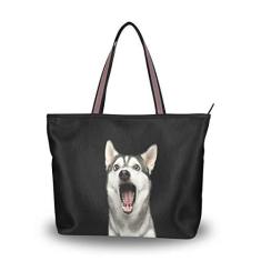 Imagem de Bolsa de ombro My Daily feminina Surprised Siberian Husky Dog, Multi, Medium