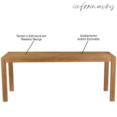 Imagem de Mesa Sala de Jantar Cozinha Dumai 190cm Madeira Maciça Acácia Escovado - Gran Belo