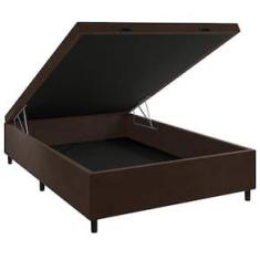 Imagem de Base Box de Casal Portobel Noah com Baú e Revestimento em Tecido de Poliéster 40x138x188cm - Marrom