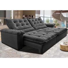 Imagem de Sofá Retrátil e Reclinável 2,55m Cama Inbox Big Fresh com Softgeld40 Velupluma Cinza