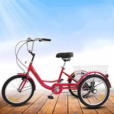 Imagem de Triciclo adulto ao ar livre 50 cm armação de aço carbono bicicleta adulto com cesta de compras trike de cruzeiro para recreação compras piqueniques exercício masculino feminino pedal ciclismo