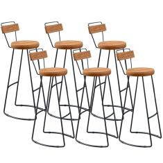 Imagem de Kit 06 Banquetas Altas Estrutura Em Aço Peroba Rosa