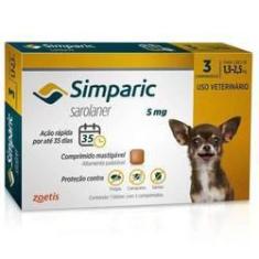 Imagem de Antipulgas Zoetis Simparic 5mg Para Cães 1,3 A 2,5 Kg - 3 Comprimidos