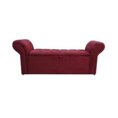 Imagem de Recamier Calçadeira Báu 1,38 P/ Quarto - Suede Bordô - Estofados Sorje