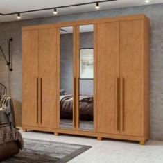 Imagem de Guarda Roupa Casal Bertha 6 Portas E 4 Gavetas Com Espelho E Pés Móvei