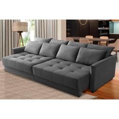 Imagem de Sofá Retrátil e Reclinável 2,10m Mariah Veludo Cinza Madelina Decor