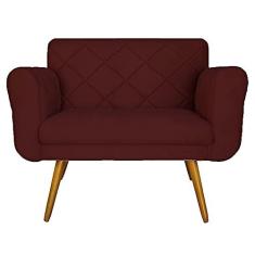 Imagem de Namoradeira Decorativa Estofada Para Sala de Recepção Isabella Suede Vermelho Bordô - LM DECOR