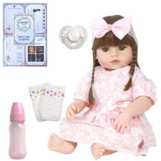 Imagem de Boneca Reborn Bebê Recem Nascida 52cm Valentina Princesa - Cegonha Reb