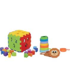 Imagem de Kit De Brinquedos Educativos Cubo Didático + Empilha - Mercotoys