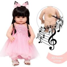 Imagem de Boneca Reborn Morena Corpo 100% Vinil Bailarina 30 Frases - Cegonha Re