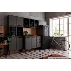 Imagem de Cozinha Modulada Bertolini Estilo 4 Peças (2 Armários + 1 Balcão + 1 Paneleiro) C4P95 Cinza/Grafite