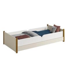 Imagem de Cama Evolutiva Ravi Areia Pés Amadeirado, 2 Kits Proteção Lateral Lisa