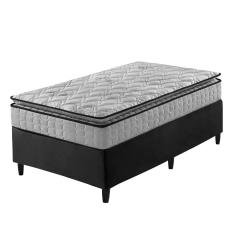 Imagem de Cama Box Solteiro Preto + Colchão Ortopedico Espuma D33 Pillow Top Hanover One 88x188x59cm