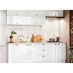 Imagem de Cozinha Modulada Henn Americana 11pçs ( 5 Aéreos + 3 Balcões + 3 Tampos 1 p/ Cooktop ) Cz265 Branco
