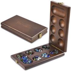 Imagem de Jogo de tabuleiro AMEROUS Wooden Mancala com 72+8 pedras de vidro