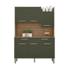 Imagem de Armário De Cozinha Compacta 6 Portas E 2 Gavetas 132cm Silver Freijó Real - Pallazio