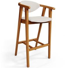 Imagem de Banqueta Alta Para Cozinha Bancada Bar Sala De Jantar Fixa Cecília L02 Linho Cru